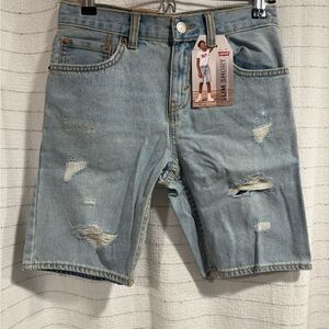 Levi's Kids Light Blue Distressed Denim Shorts NWT